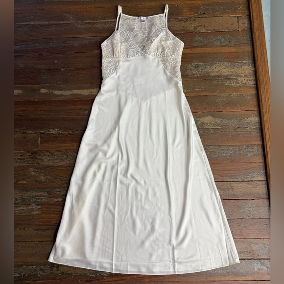 Rya Collection Milos Embroidered Lace Satin Slip Midi Gown Sz Small 🧡🍄 - Picture 6 of 8